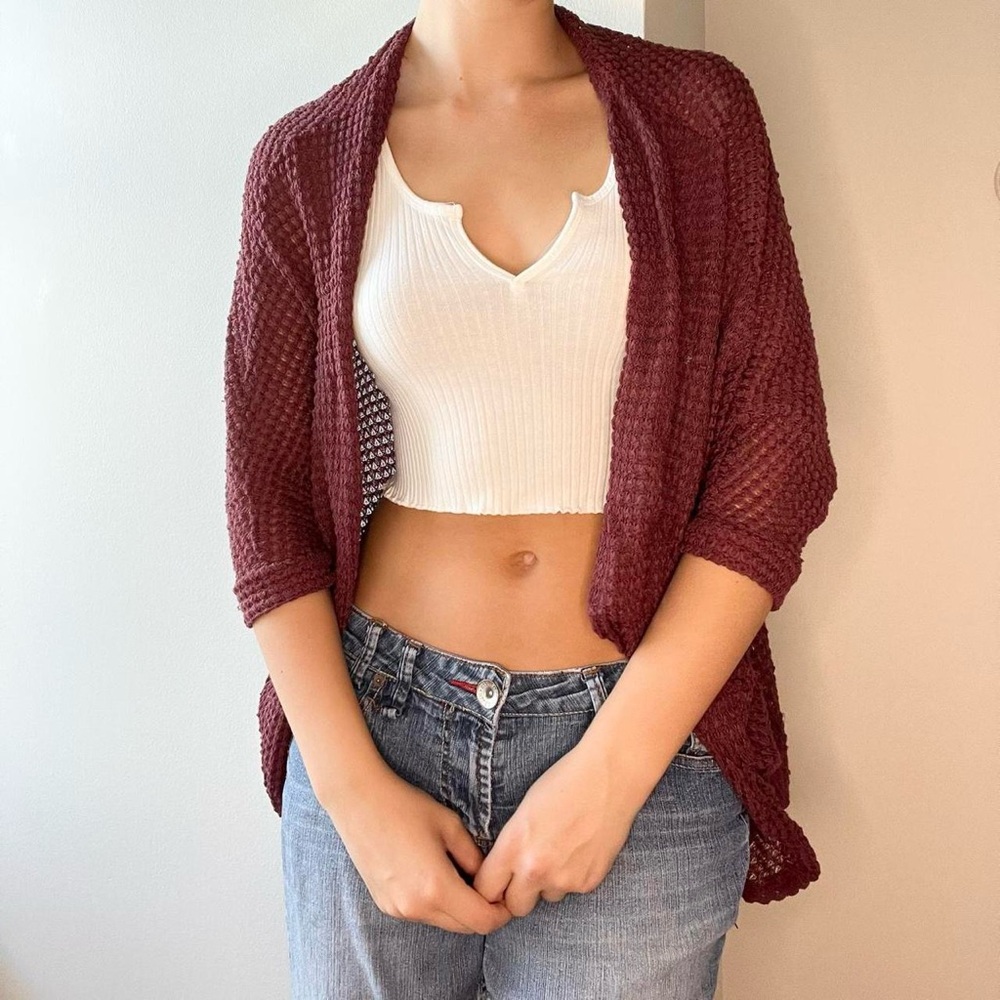 Rolla Coster Burgundy Open-Front Cardigan